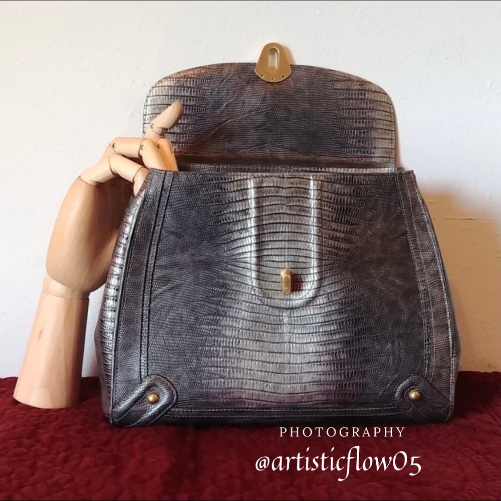 RARE Vintage Brahmin Pewter Leather Discontinued - Picture 4 of 10